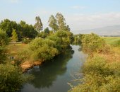 נהר הירדן זורם לו בשלווה בעמק בחולה באצבע הגליל